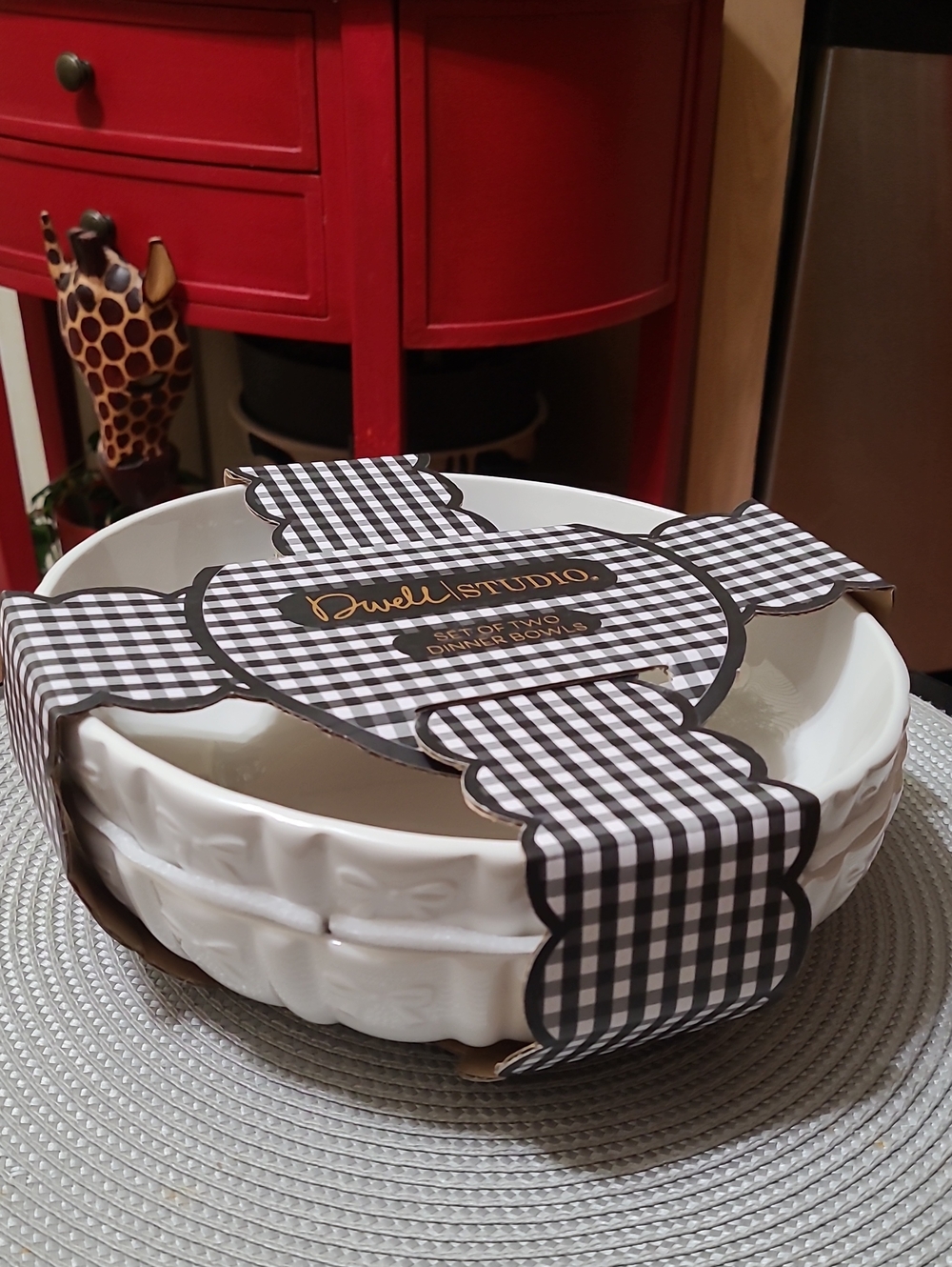 DwellStudio Ceramic Bow Dinner Bowl Set